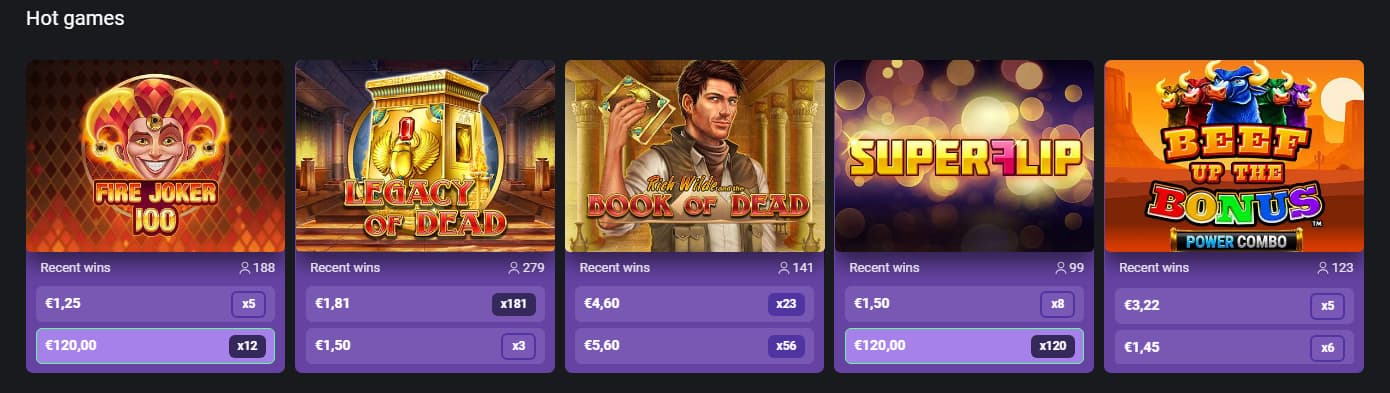 Algemene weergave van de casino spelencollectie