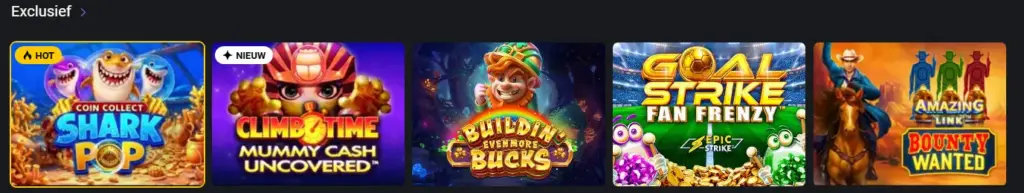 Bibliotheek met tafelspellen, slots en live casino