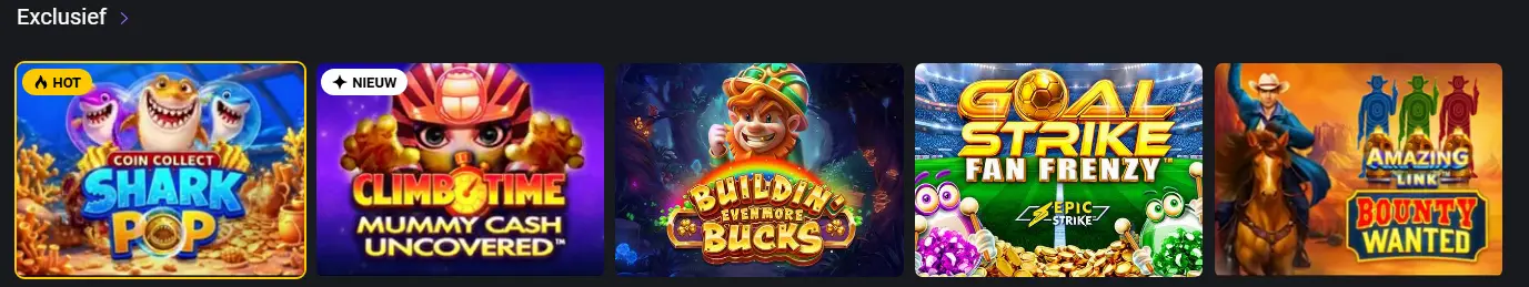 Bibliotheek met tafelspellen, slots en live casino